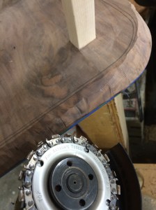 Carving the under side bevel with a Squire cutting wheel