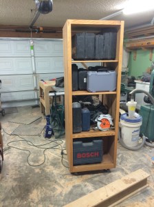 Shelves added and tools in place.