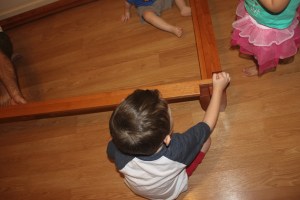 Vinny helping with the first side rail.