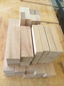 Foot parts roughed out for picking out most pleasing grain.