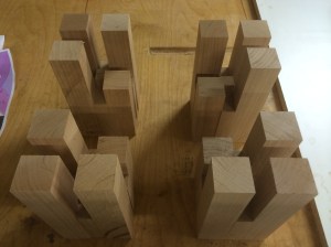 The rough foot blanks arranged.