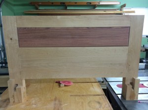 The headboard all glued up and the panel sanded to 320 grit.