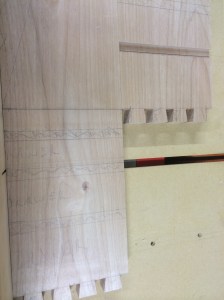 Cutting the dadoes for the drawer dividers and top shelf.